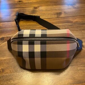 Burberry Sonny Belt Bag Fanny Pack House Check Taupe Brown Canvas New